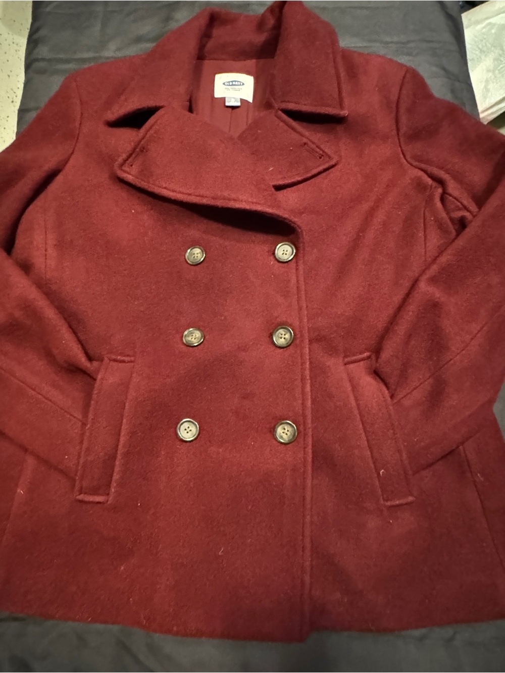Old Navy Women's Double-Breasted Peacoat in Wine Red